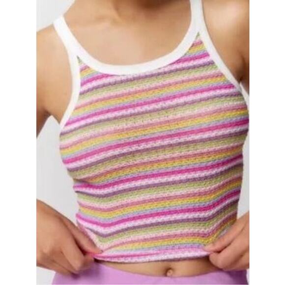 BDG Tops - BDG Urban Outfitters Y2K Rainbow Striped Knit Crop Top Medium 90s Retro Dopamine